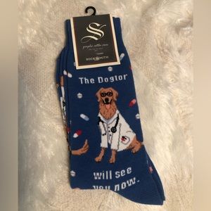 Sock Smith Royal Blue Brown Graphic Doctor Socks Fun Comical Socks